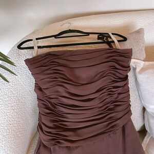 Vintage Forever Yours International Elegant Brown Strapless Dress